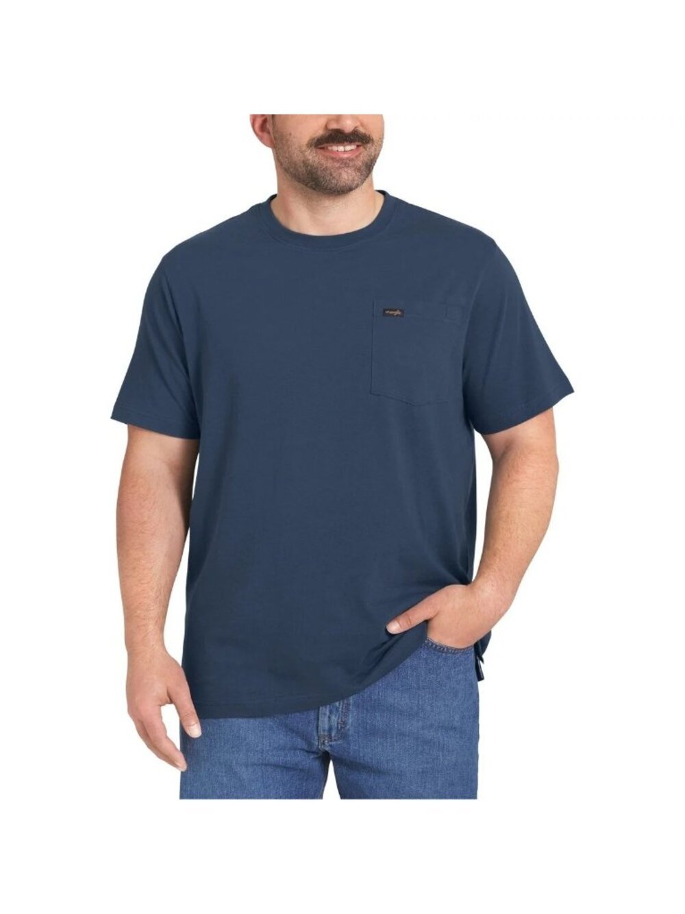 NWOT Wrangler Men's XXL Blue T-Shirt 100% Cotton Pocket Tee